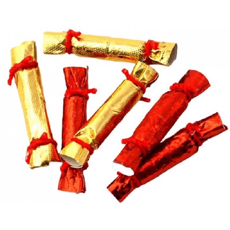 Dolls House Gold & Red Christmas Crackers Miniature Shop Dining Accessory 1:12