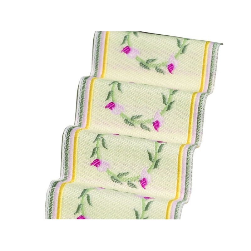 Dolls House Woven Stair Carpet Runner Pink Floral Wreath Miniature