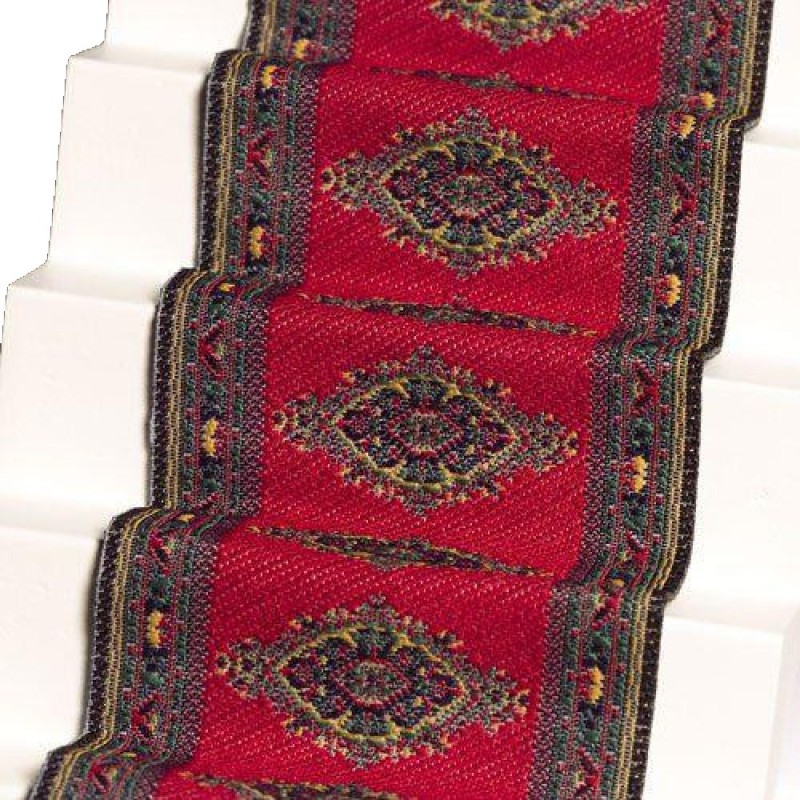 Dolls House Woven Stair Carpet Runner Red 1:12 Miniature Flooring