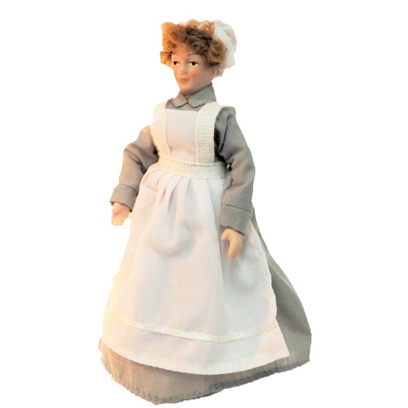 Dolls House Victorian Servant Maid Cook in Grey Porcelain People