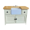 Dolls House Cream & Oak Sink Unit with Belfast Sink Modern Kitchen Furniture