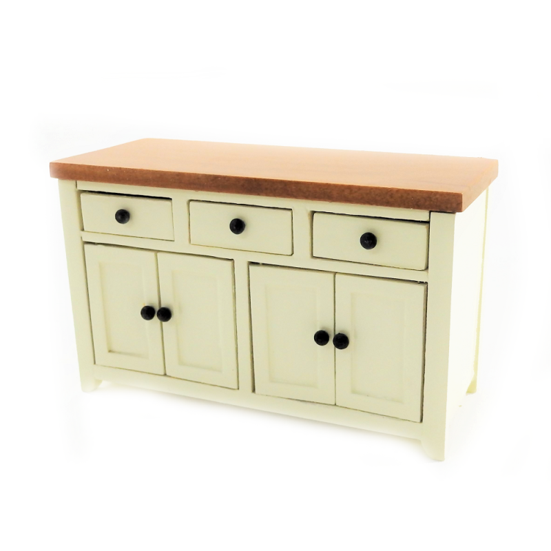 Dolls House Cream & Walnut Sideboard Modern Kitchen Dining Room Furniture