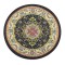 Dolls House Black Beige Circular Rug Miniature Round Turkish Woven Carpet 