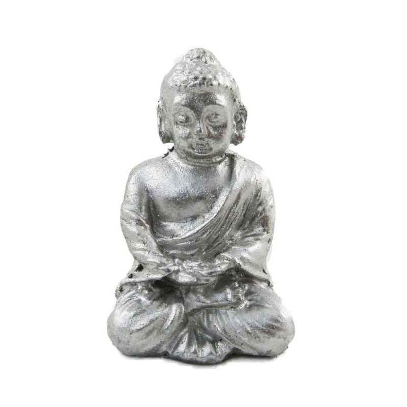 Dolls House Silver Sitting Buddha Ornament Miniature 1:12 Living Room Accessory