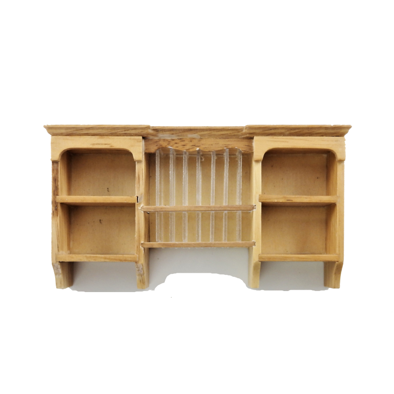 Dolls House Light Oak Wall Cupboard with Plate Rack Kitchen Furniture 1:12 Scale