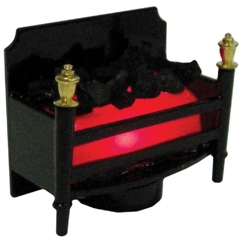 Dolls House LED Fireplace with Flickering Embers Miniature Grate Battery Run