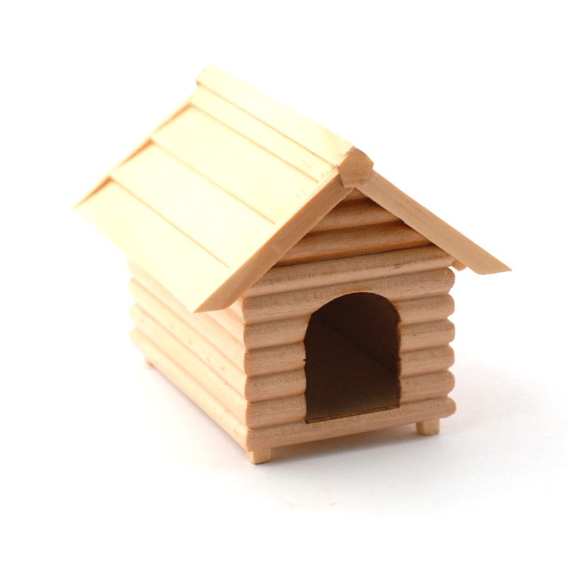 Dolls House Large Pine Dog Kennel Miniature Pet Garden Accessory 1:12 Scale