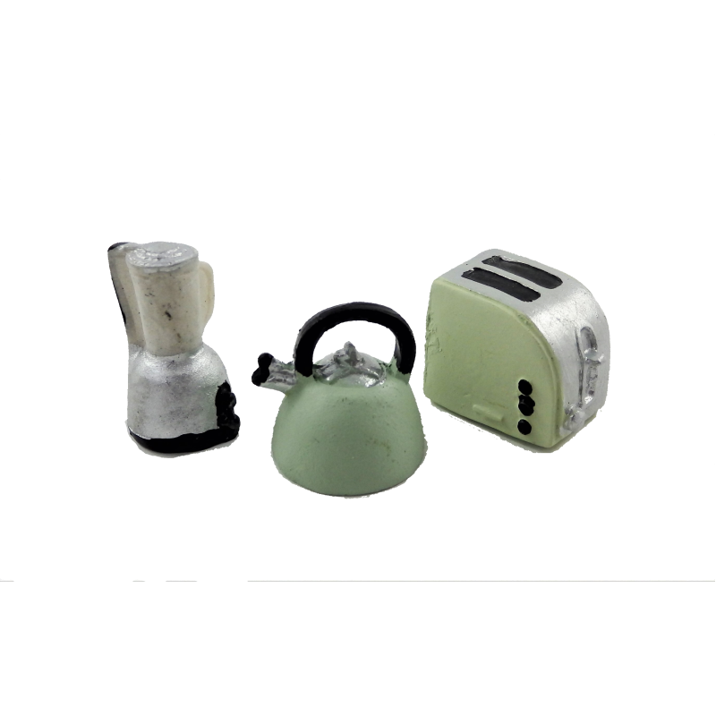 Dolls House Kettle Toaster & Liquidiser Miniature Modern Kitchen Accessory