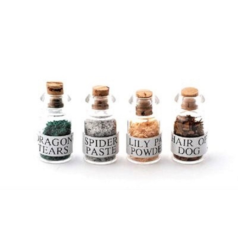 Dolls House Witch's Potion Spell Ingredients in Jars 1:12 Halloween Accessory