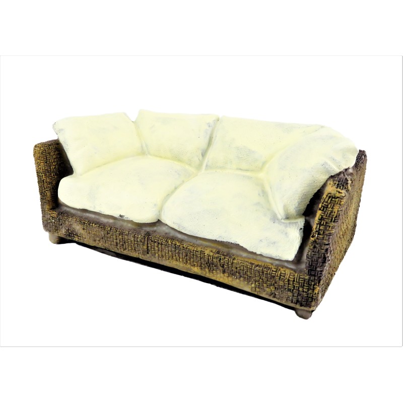 Dolls House Brown Rattan Sofa Resin 1:12 Modern Conservatory Garden Furniture Dolls House Brown Rattan Sofa Resin 1:12 Modern Conservatory Garden Furniture