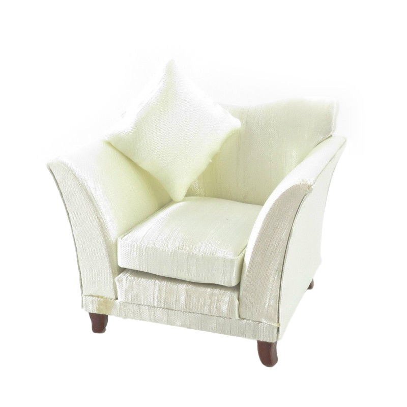 Dolls House Classic Cream Armchair & Cushion Miniature Living Room Furniture