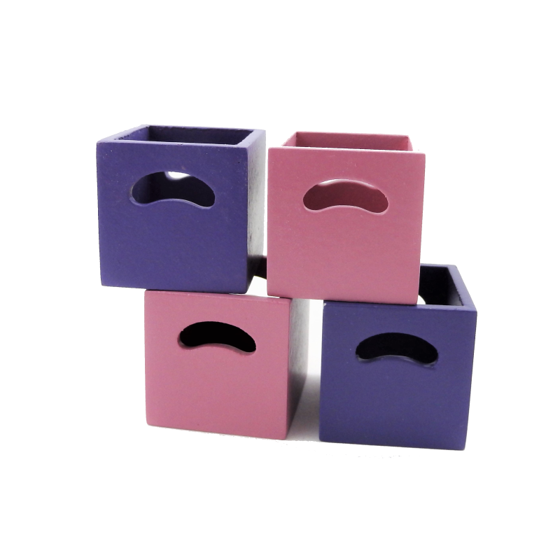 Dolls House 4 Modern Purple & Pink Cube Storage Boxes Miniature 1:12