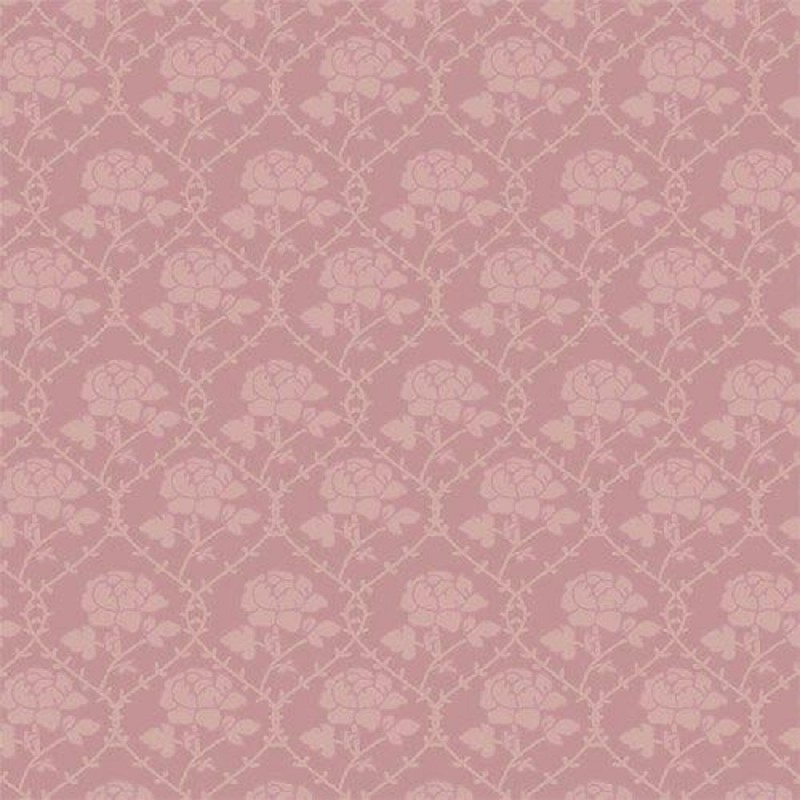 Dolls House Pink Rose Pattern Wallpaper Miniature 1:12 Scale Print