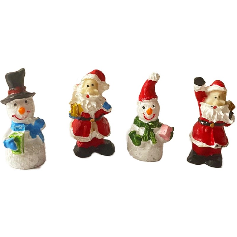 Dolls House Santa & Snowman Festive Figurines Miniature Ornaments Decoration