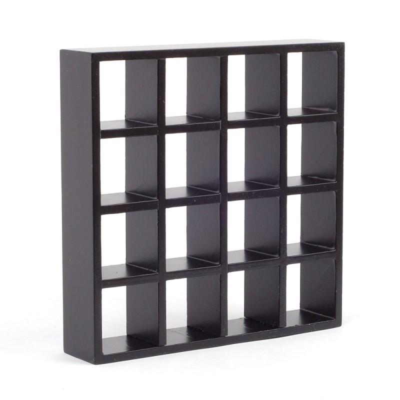 Dolls House Black 16 Cube Shelf Unit Room Divider Modern Display Furniture 1:12