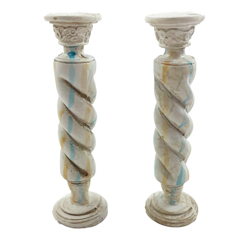 Dolls House 2 Marble Effect Twist Pedestal Columns Miniature Ornament Accessory 