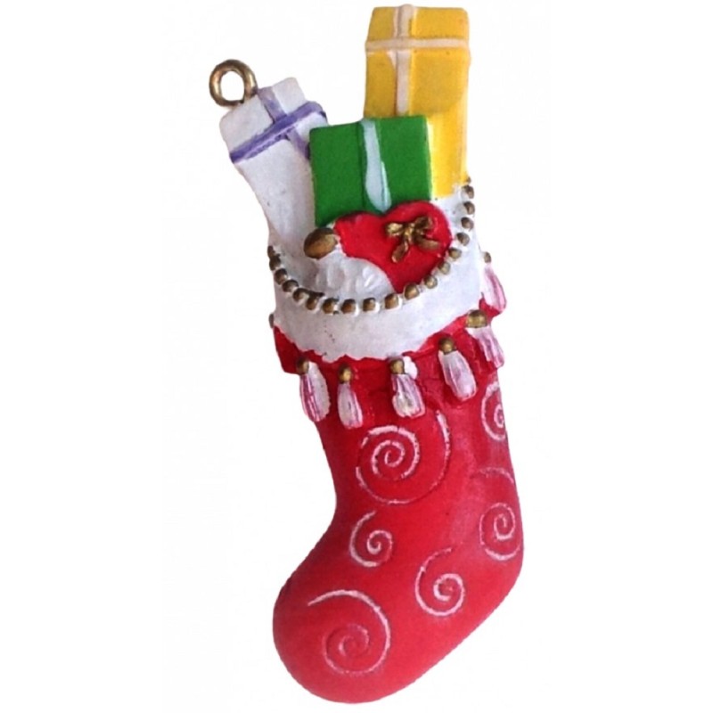 Dolls House Mum's Christmas Stocking & Presents Miniature Ornament Decoration