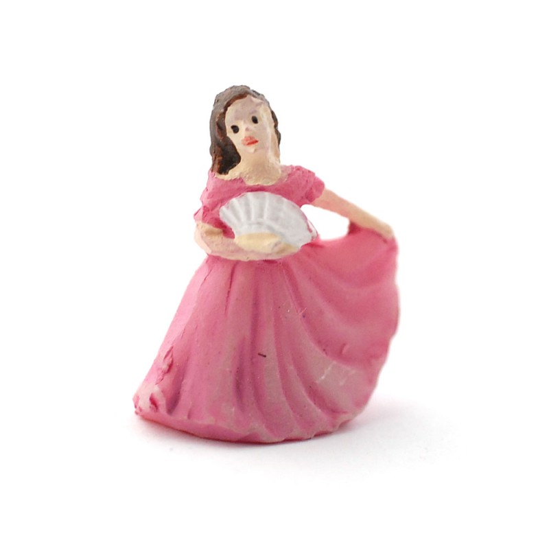 Dolls House Lady in Pink Gown Figurine Miniature Ornament Accessory 