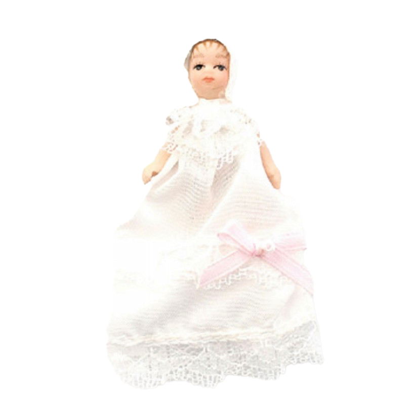 Dolls House Victorian Baby in Christening Gown Miniature Porcelain People