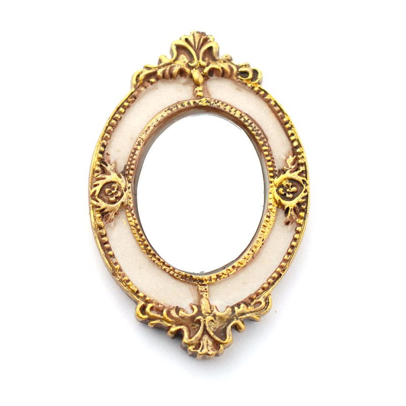 Dolls House Victorian Oval Mirror in Ornate Gold Frame Miniature Wall Accessory