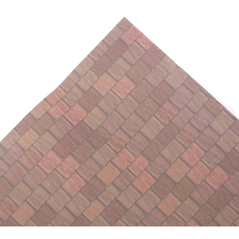 Dolls House Aged Red Roof Tile Sheet Miniature Print Exterior Wallpaper Long