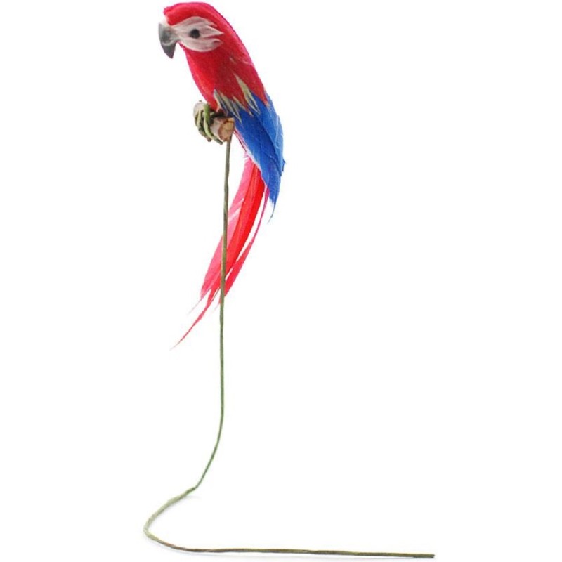 Dolls House Red, White, Blue Macaw Parrot Miniature Bird Aviary Cage Animal