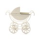 Dolls House Cream Baby Pram Metal Old Fashioned Nursery Furniture 1:12 Scale