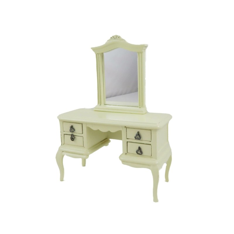 Dolls House French Style Cream Dressing Table Mirror Miniature Bedroom Furniture