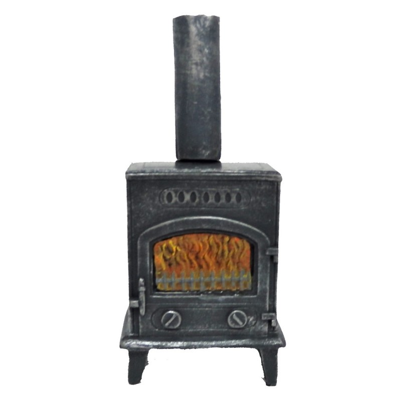 Dolls House Wood Burner Burning Stove Grey 1:12 Miniature Furniture