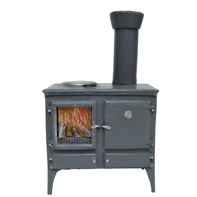 Dolls House Wood Burning Stove Oven Grey Miniature Kitchen Furniture