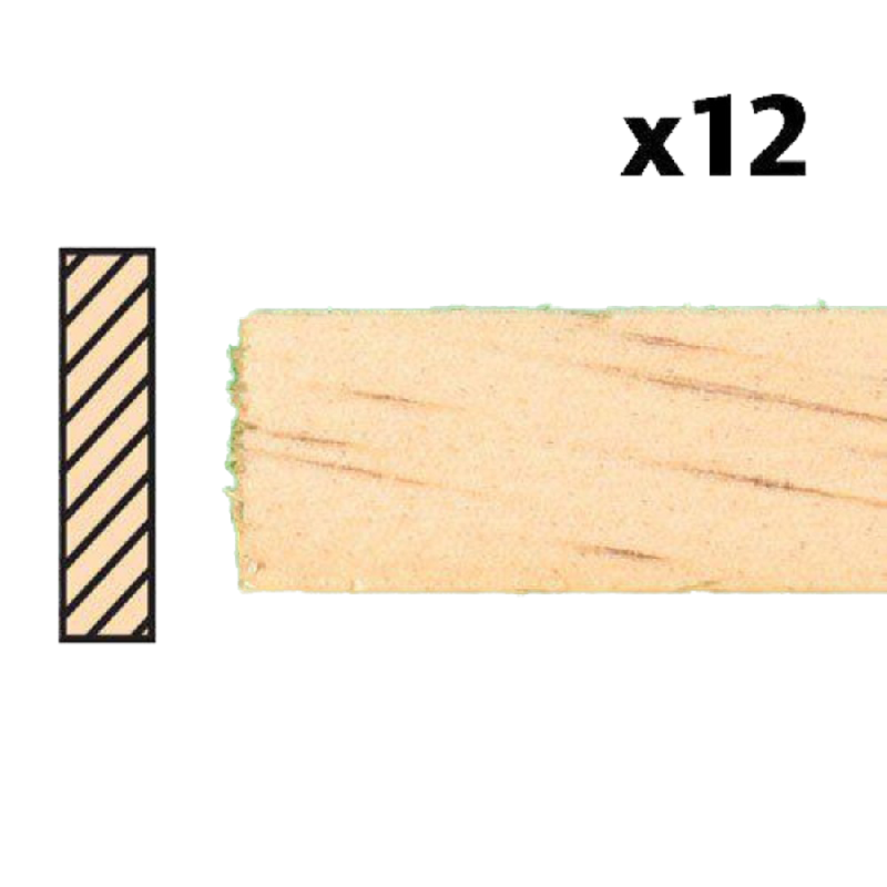 Dolls House Timber Lengths 24 x 9/16" 61 x 1.3cm Wooden Strips Pack of 12 