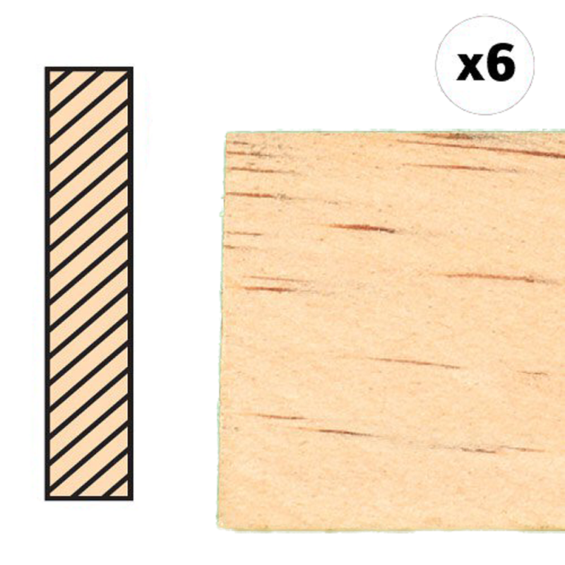 Dolls House Timber Lengths 24 x 1"  Wooden Strips 61 x 2.5 cm  Pack of 6