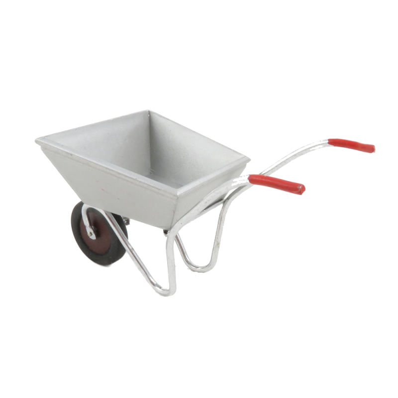 Dolls House Silver Wheelbarrow Miniature 1:12 Scale Yard Garden Accessory