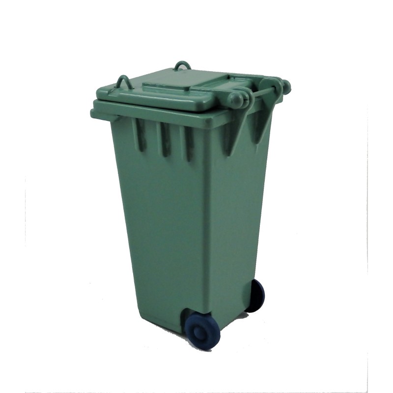 Dolls House Green Wheelie Bin Recycling Garden Street Accessory 