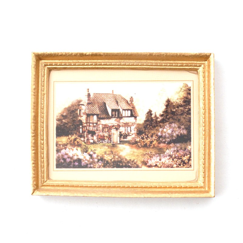 Dolls House Country House Picture in Gold Frame 1:12 Miniature Accessory