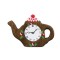 Dolls House Teapot Wall Clock Wooden Miniature Kitchen Ornament Accessory