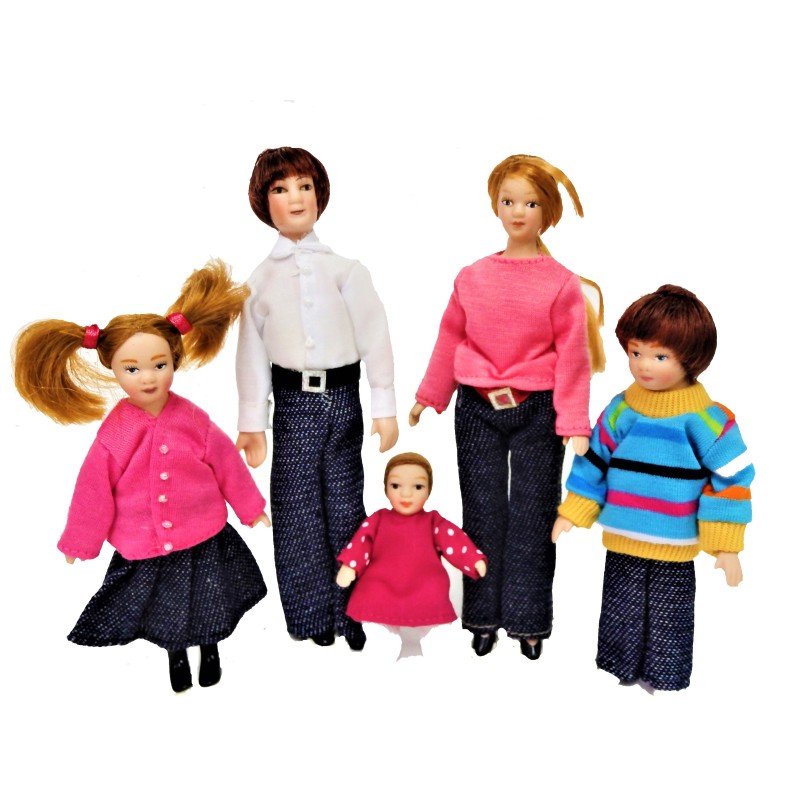 Dolls House Modern Casual Family Miniature Porcelain People Figures