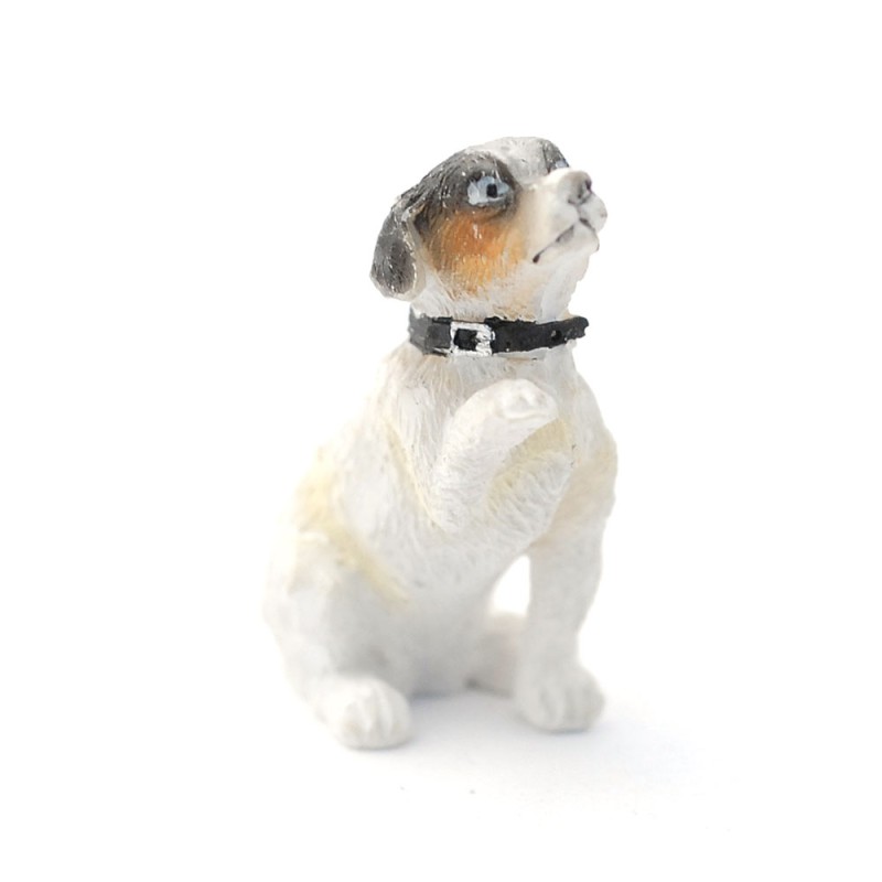 Dolls House Jack Russel Pet Dog Begging with Paw Miniature 1:12 Accessory