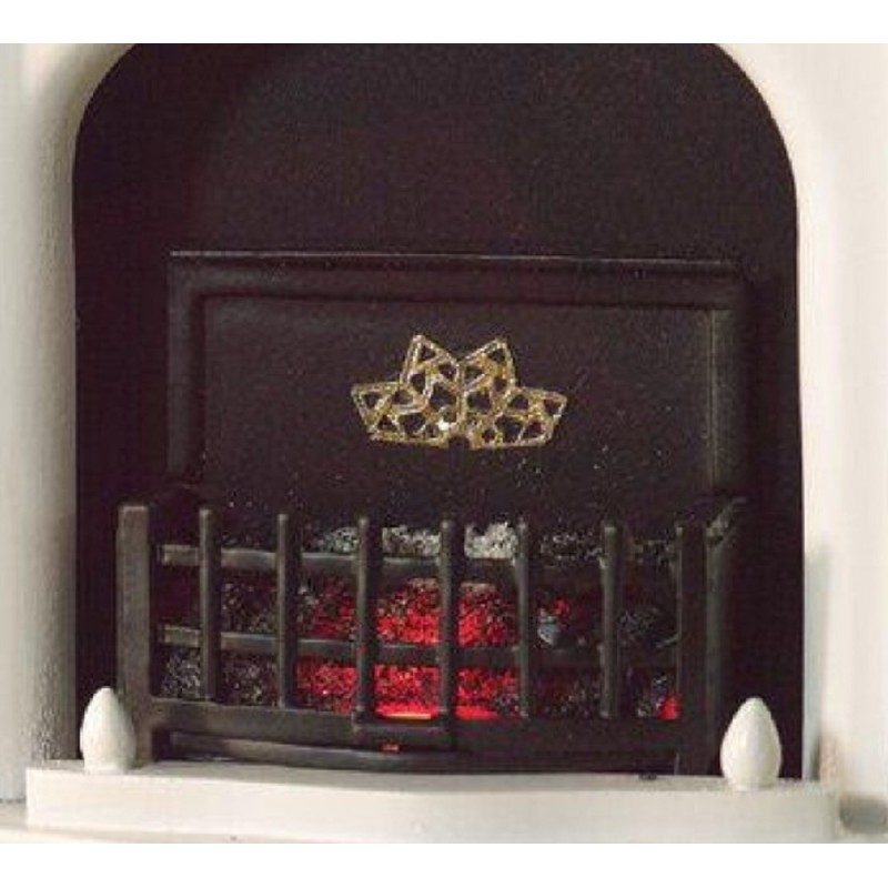 Dolls House Light Up Fire Grate with Glowing Coals Electric Fireplace Accessory