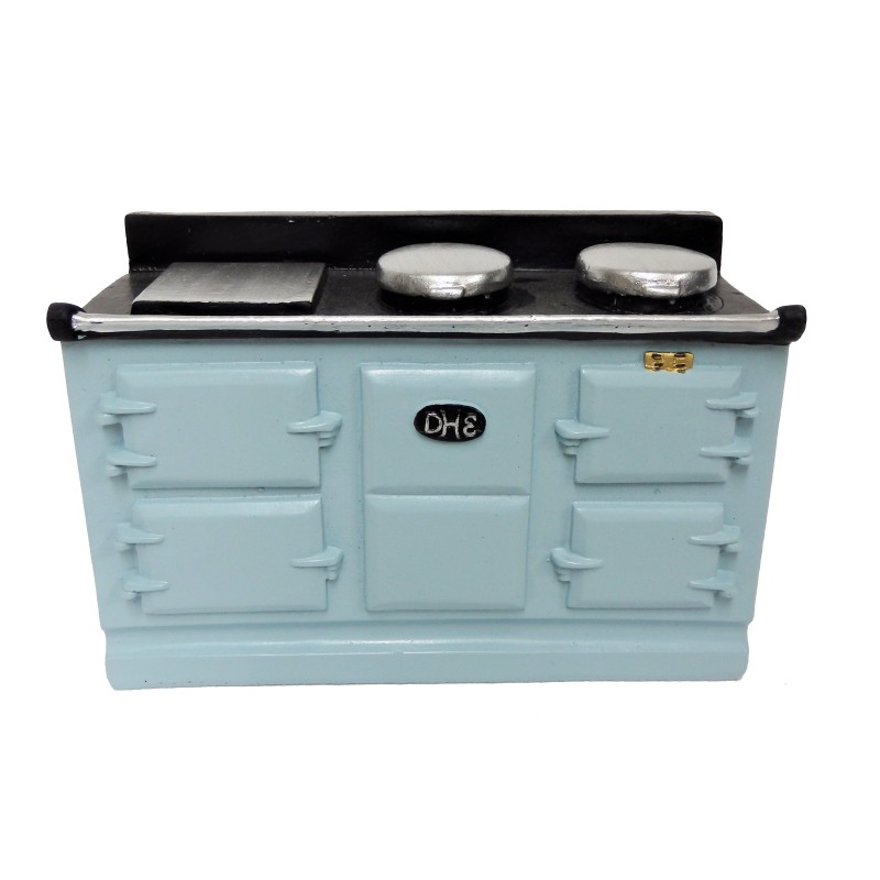 Dolls House 4 Oven Light Blue Aga Stove Cooker Miniature Kitchen Furniture 1:12