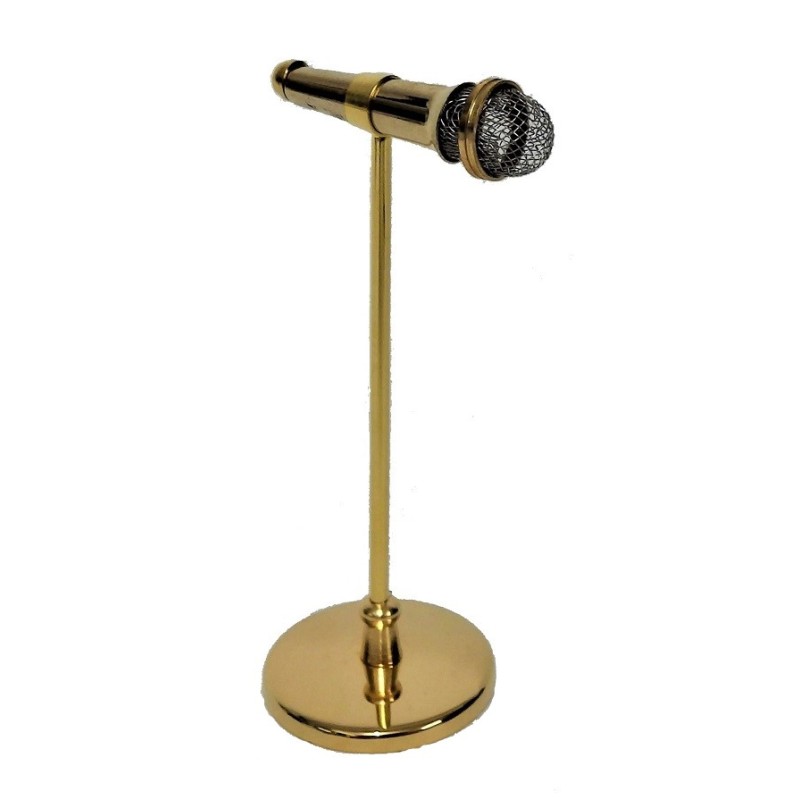 Dolls House Microphone on Stand Miniature Music Room Pub Accessory