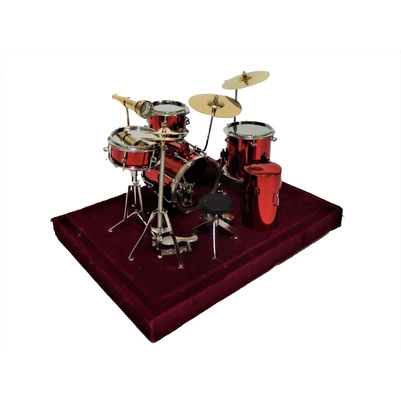 Dolls House Red Drum Kit Set Miniature Music Room Pub Furniture 1:12