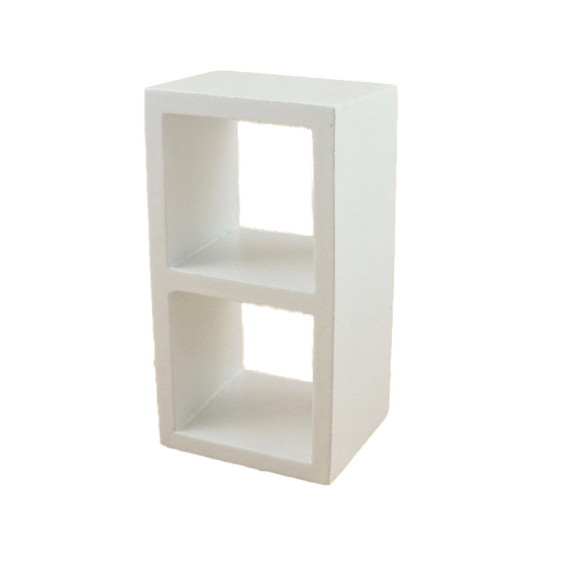 Dolls House 2 Cube Display Unit Modern White Wood Shelves Miniature
