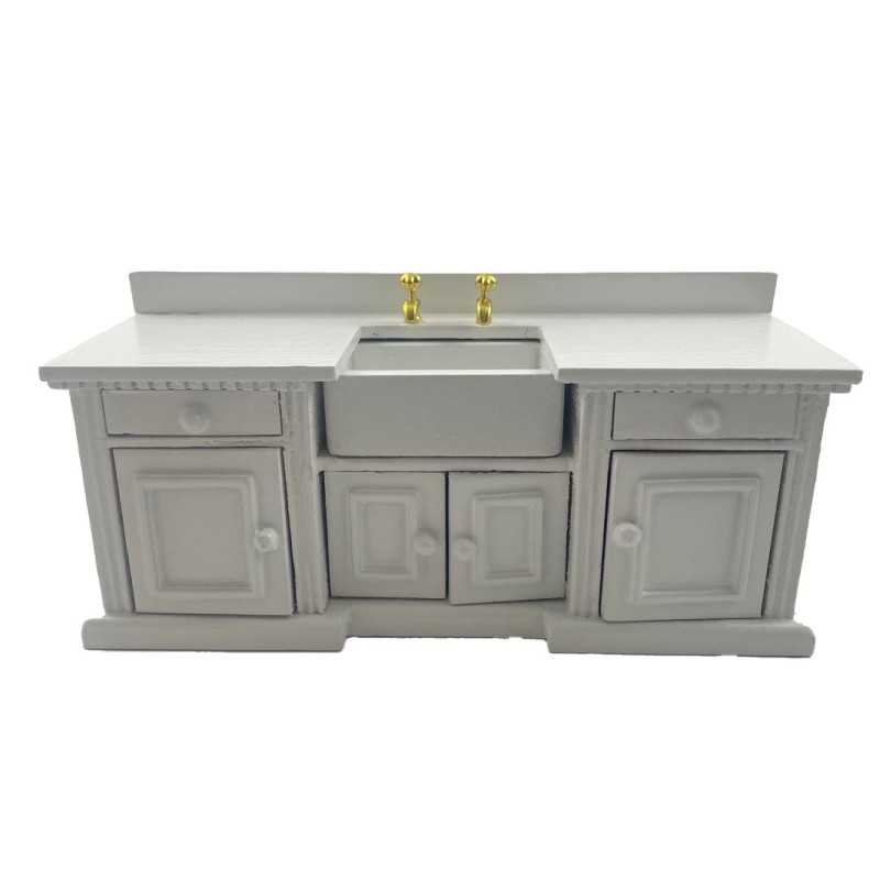 Dolls House White Sink Unit with Belfast Sink Miniature Kitchen Furniture 1:12