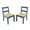 Dolls House 2 Blue & Pine Dining Chairs Modern Miniature Kitchen Furniture