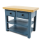 Dolls House Blue & Pine Island Work Table Modern Miniature Kitchen Furniture 