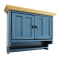 Dolls House Blue & Pine Double Wall Cupboard Modern Miniature Kitchen Furniture