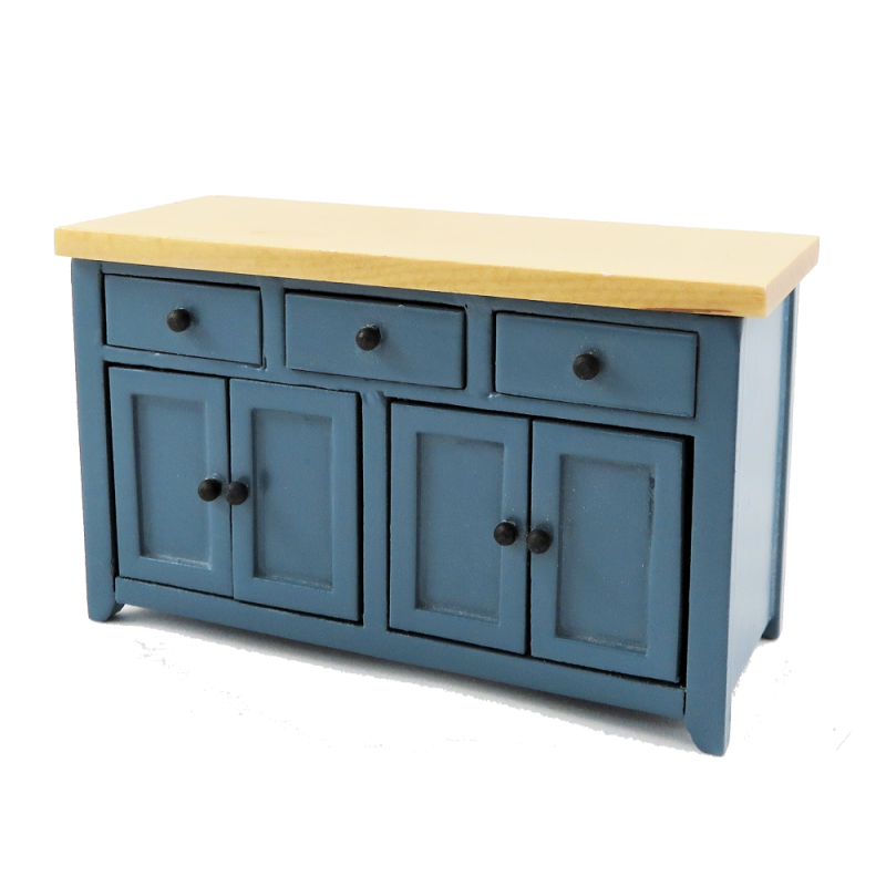 Dolls House Blue & Pine Sideboard Modern Kitchen Dining Room Furniture