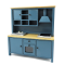 Dolls House Complete Modern Blue and Pine Kitchen Unit with Sink Oven & Hob