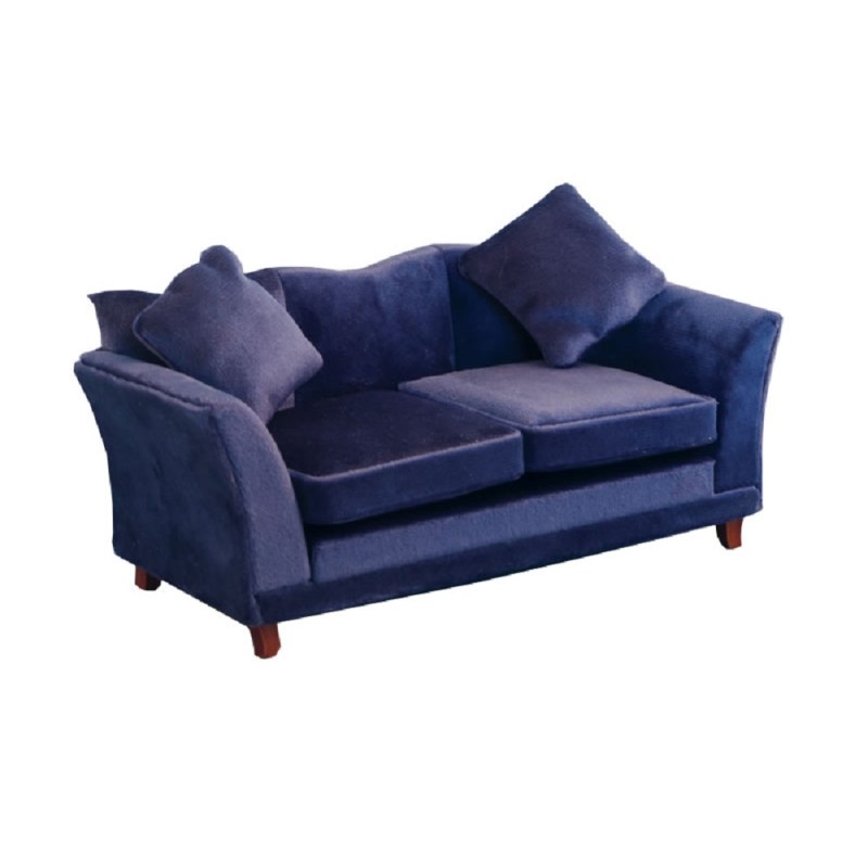 Dolls House Modern Royal Blue Sofa Contemporary Miniature Living Room Furniture